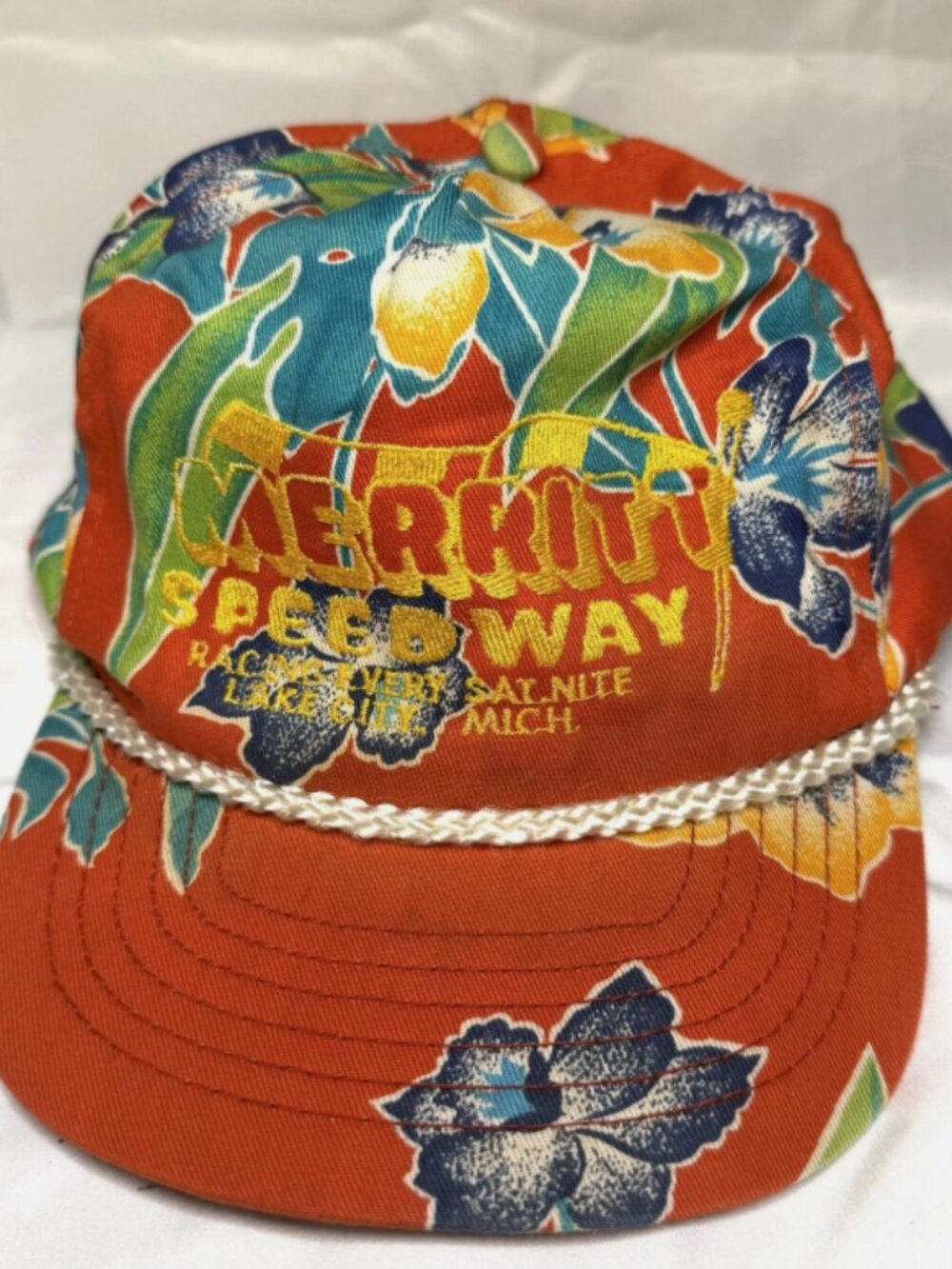 Vintage Merritt Speedway Hawaiian Print Snapback Hat
